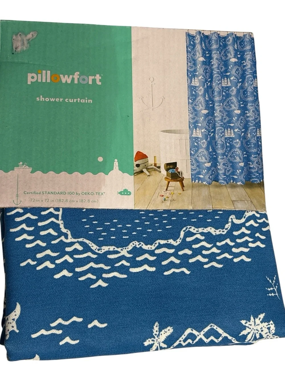 Pillowfort Blue Nautical Shower Curtain